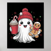 Retro Ghost Beanie Christmas Holiday Xmas Coffee G Poster (Vorne)