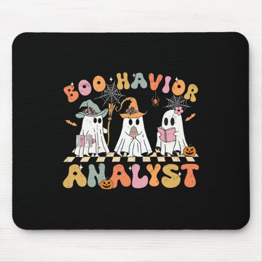 Retro Ghost Boo Havior Analyst Therapist Bcba Hall Mousepad (Vorne)
