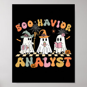 Retro Ghost Boo Havior Analyst Therapist Bcba Hall Poster