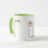 Retro Ghost Boo Name Message Halloween Tasse (Vorderseite Links)