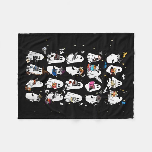 Retro Ghost Book Fantasy Series Halloween Book Lov Fleecedecke (Vorderseite (Horizontal))