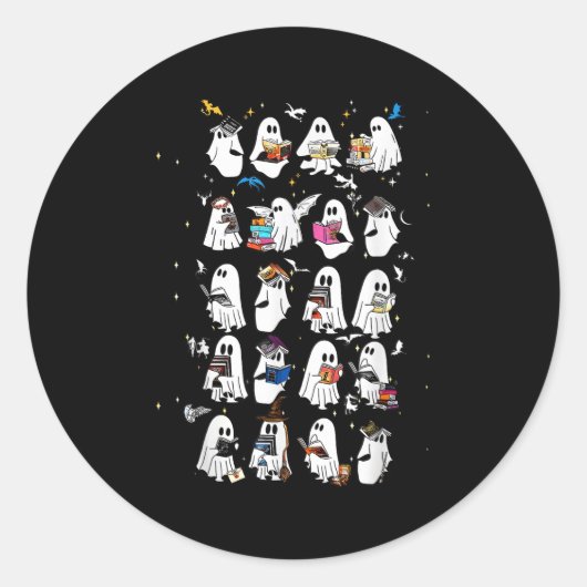 Retro Ghost Book Fantasy Series Halloween Book Lov Runder Aufkleber (Vorderseite)