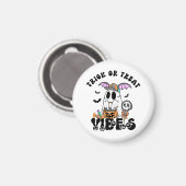 Retro Ghost Candy Halloween Trick oder Treat vibes Magnet (Vorderseite/Rückseite)