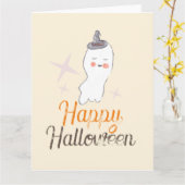 Retro Ghost Doodle Halloween Design Karte (Gelbe Blume)
