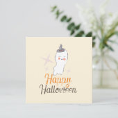 Retro Ghost Doodle Halloween Design Karte (Stehend Vorderseite)