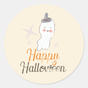 Retro Ghost Doodle Halloween Geburtstagsparty Runder Aufkleber