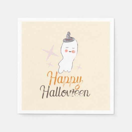 Retro Ghost Doodle Halloween Geburtstagsparty Serviette (Vorderseite)