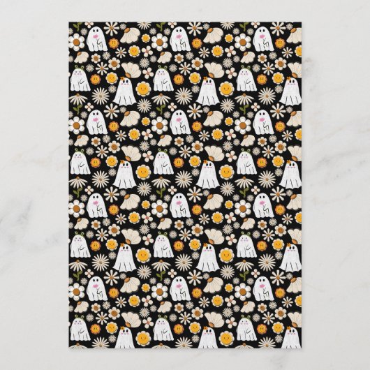 Retro Ghost Flowers Halloween Seamless Pattern Einladung (Vorderseite)