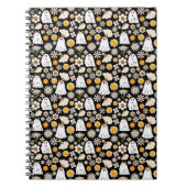 Retro Ghost Flowers Halloween Seamless Pattern Notizblock (Vorderseite)