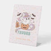 Retro Ghost Halloween Birthday Party Favors Sign Sockelschild (Vorderseite)