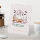 Retro Ghost Halloween Birthday Party Favors Sign Sockelschild (In SItu)