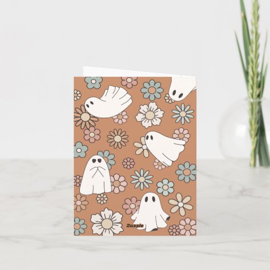 Retro Ghost Halloween Kinderdusche Dankeskarte (Rückseite)