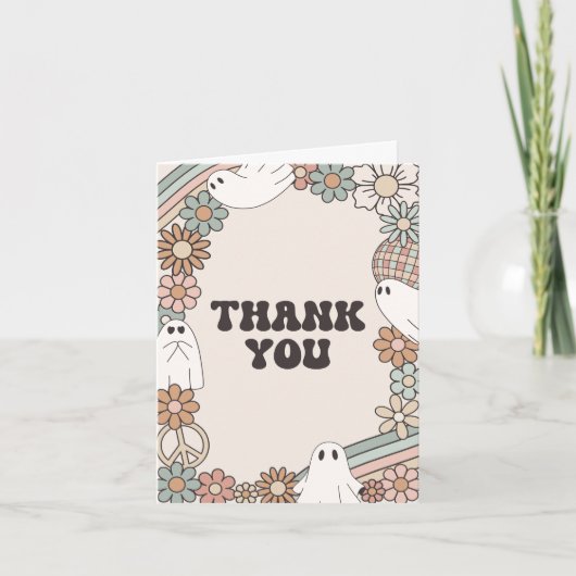 Retro Ghost Halloween Kinderdusche Dankeskarte (Vorderseite)