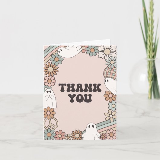 Retro Ghost Halloween Kinderdusche Dankeskarte (Vorderseite)
