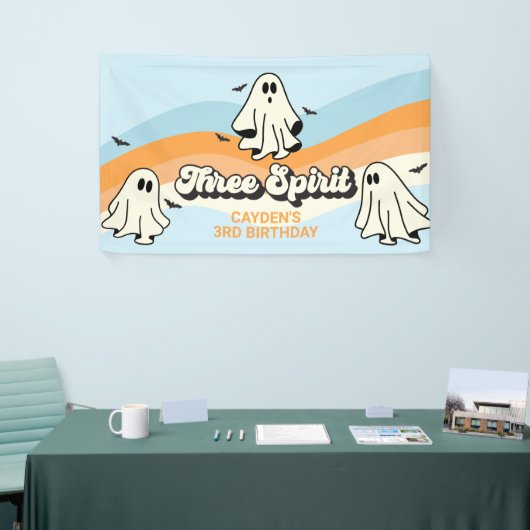 Retro Ghost Halloween Spooky Drei Geistblau Banner (Messeveranstaltung)