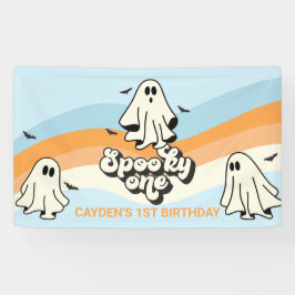 Retro Ghost Halloween Spooky One blau Banner