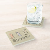 Retro Ghost Hand Buchstaben Spooky Tan Glasuntersetzer (Schrägansicht)