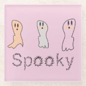 Retro Ghost Hand Lettern Spooky Pink Glasuntersetzer (Vorderseite)