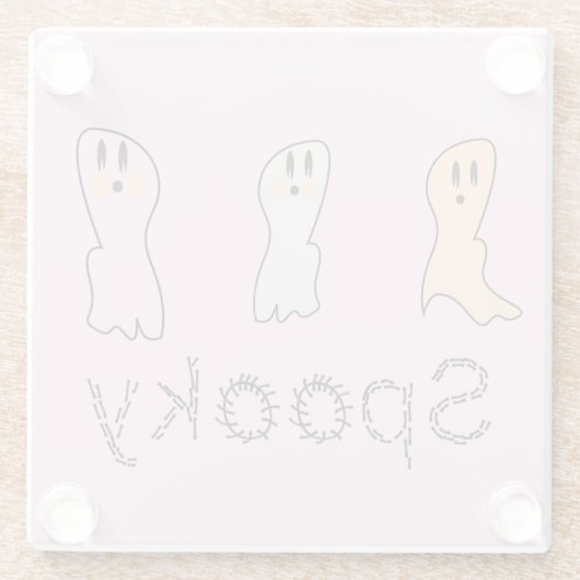 Retro Ghost Hand Lettern Spooky Pink Glasuntersetzer (Rückseite)