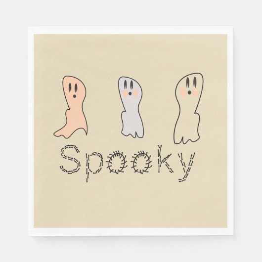 Retro Ghost Hand Lettern Spooky Serviette (Vorderseite)
