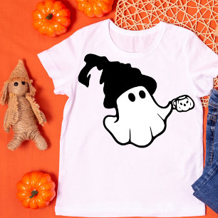 Retro Ghost mit Hut und Tasse Halloween T-Shirt