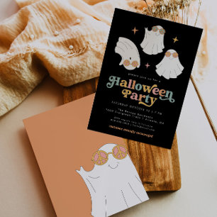 Retro Ghost Niedliches Halloween-Party Einladung