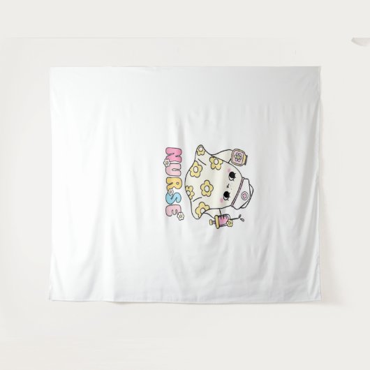 Retro Ghost Nurse Halloween Design Classic T - Shi Wandteppich (Vorderseite (Horizontal))