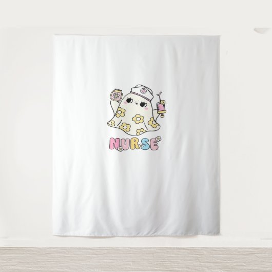 Retro Ghost Nurse Halloween Design Classic T - Shi Wandteppich (Vorderseite)