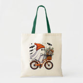 Retro Ghost on Bicycle Halloween Tragetasche (Vorne)