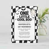 Retro Ghost One Halloween Boy 1st Birthday Einladung (Stehend Vorderseite)