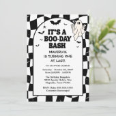 Retro Ghost One Halloween Boy 1st Birthday Einladung (Stehend Vorderseite)