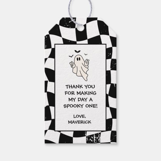 Retro Ghost One Halloween Boy 1st Birthday Geschenkanhänger (Vorderseite)