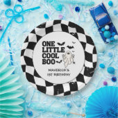 Retro Ghost One Halloween Boy 1st Birthday Pappteller (Party)