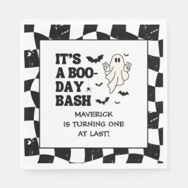 Retro Ghost One Halloween Boy 1st Birthday Serviette