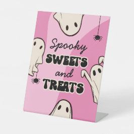 Retro Ghost Pink Halloween Geburtstagsparty Dekor Sockelschild