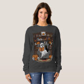 Retro Ghost Reading Books ibrarian Ghost Halloween Sweatshirt (Vorne ganz)