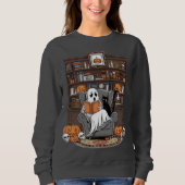 Retro Ghost Reading Books ibrarian Ghost Halloween Sweatshirt (Vorderseite)