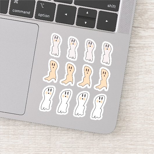Retro Ghost Tan White Halloween-Party Aufkleber (Detail)