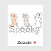 Retro Ghost Tan White Spooky Lettern Aufkleber (Blatt)