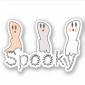 Retro Ghost Tan White Spooky Lettern Aufkleber (Vorderseite)