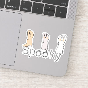 Retro Ghost Tan White Spooky Lettern Aufkleber