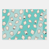 Retro Ghosts Blue Halloween Geschenkpapier Set (Vorderseite 2)