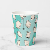 Retro Ghosts Blue Halloween-Party Pappbecher (Rückseite)