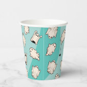 Retro Ghosts Blue Halloween-Party Pappbecher (Rechts)