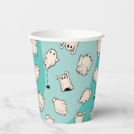 Retro Ghosts Blue Halloween-Party Pappbecher