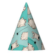 Retro Ghosts Blue Halloween Partyhütchen (Rückseite)