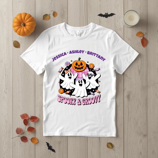 Retro Ghosts Funny Best Friends Pastel Halloween T-Shirt
