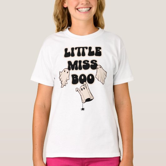 Retro Ghosts Little Miss Boo Halloween T-Shirt (Vorderseite)