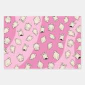 Retro Ghosts Pink Halloween Geschenkpapier Set (Vorderseite)