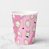 Retro Ghosts Pink-Halloween-Party Pappbecher (Rückseite)